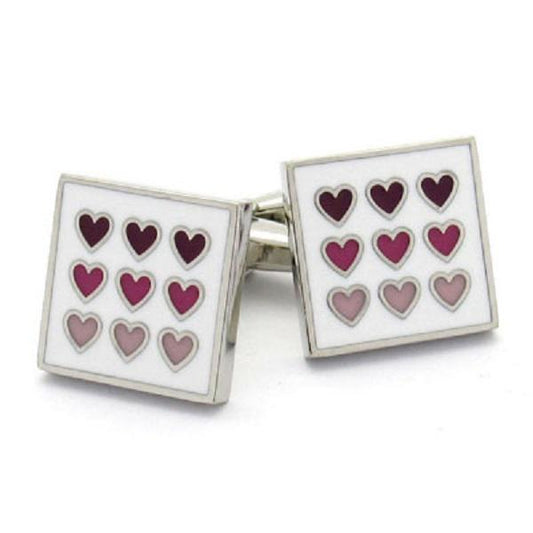 Premium quality, Square Enamel Cufflinks with Love Hearts | Ashton and Finch