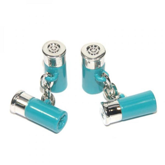 Silver & Turquoise Shotgun Cartridge Cufflinks | Ashton and Finch