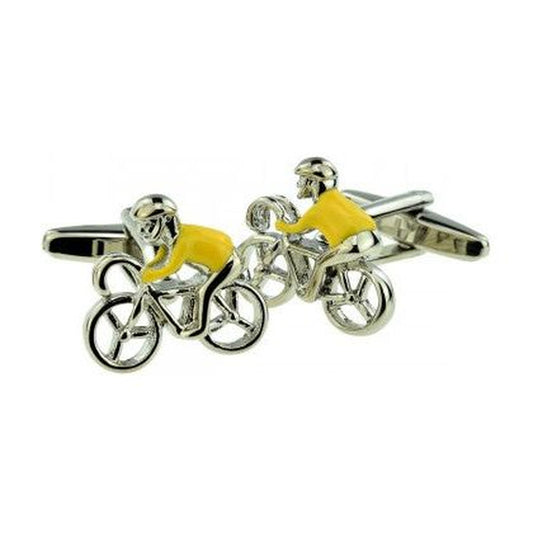 Cyclist Yellow Jersey Bike Cycle Cufflinks  | Ashton and Finch