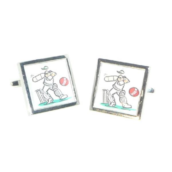 Cricket Player Cartoon Cufflinks | Ashton and Finch