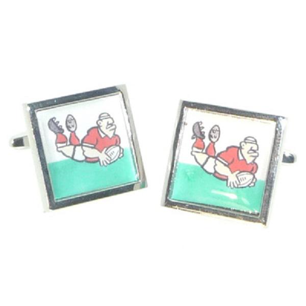 Welsh Flag & Rugby Player Sport Cufflinks | Ashton and Finch