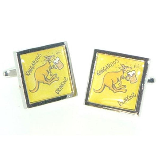 Beware Kangaroos Drinking Australia Cufflinks | Ashton and Finch
