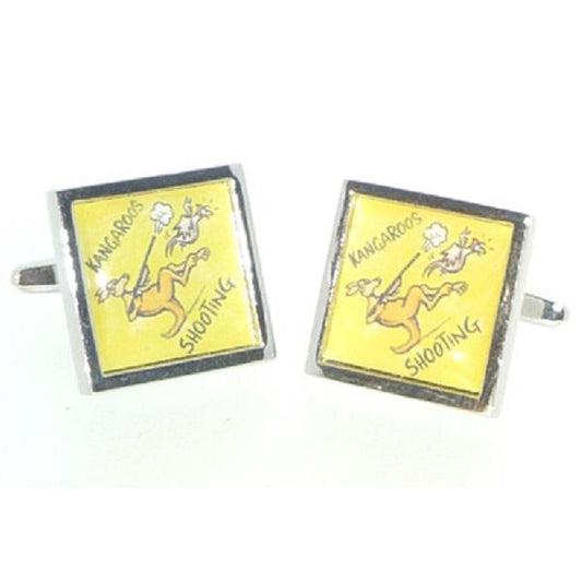 Beware Kangaroos Shooting Australia Cufflinks | Ashton and Finch