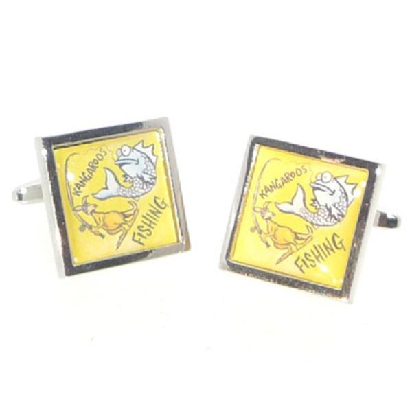Beware Kangaroos Fishing Australia Cookie Designed Cufflinks | Ashton and Finch