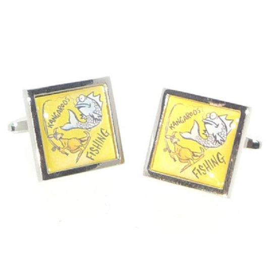 Beware Kangaroos Fishing Australia Cookie Designed Cufflinks | Ashton and Finch