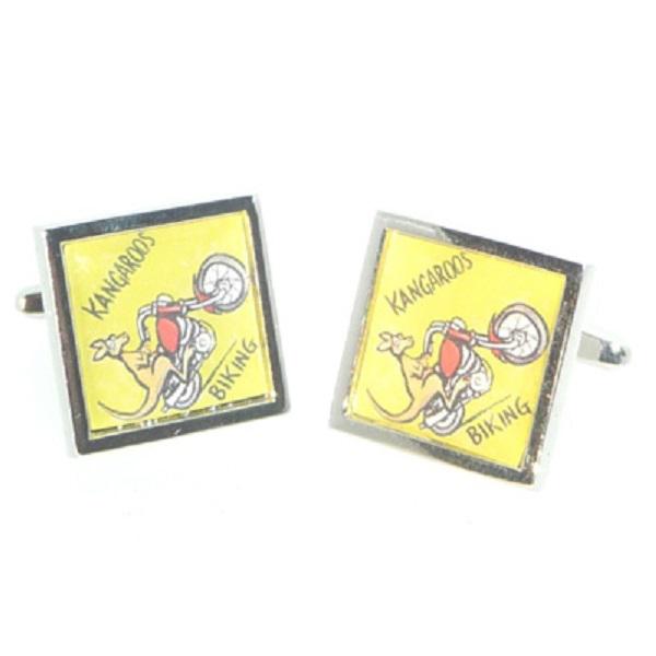 Beware Kangaroos Biking Australia Cufflinks | Ashton and Finch