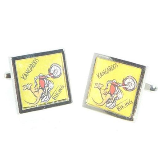 Beware Kangaroos Biking Australia Cufflinks | Ashton and Finch
