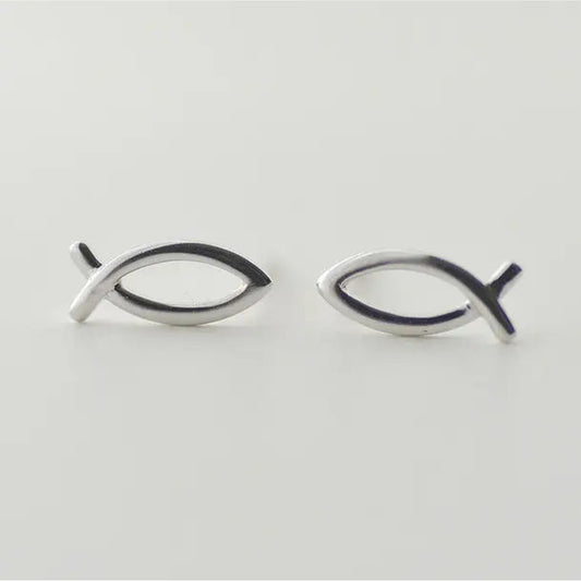 Religious Fish Earrings Stud 925 Silver | Ashton and Finch