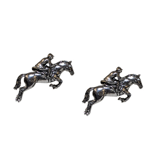 English Made Pewter Jockey on Horseback Equestrian Cufflinks | Ashton and Finch