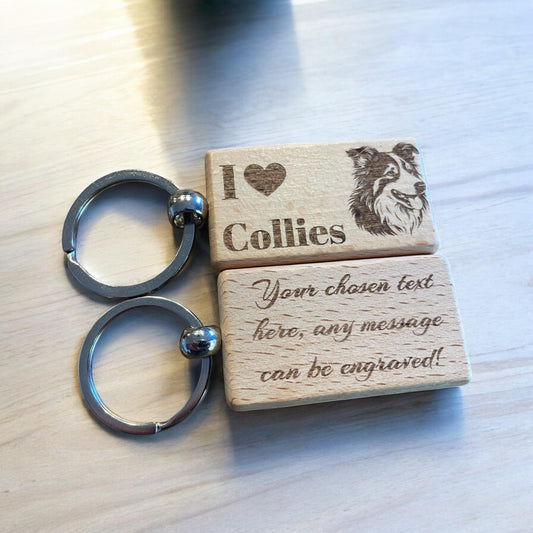 Personalised Wooden Collie Keyring Dog Lover Gift  | Ashton and Finch