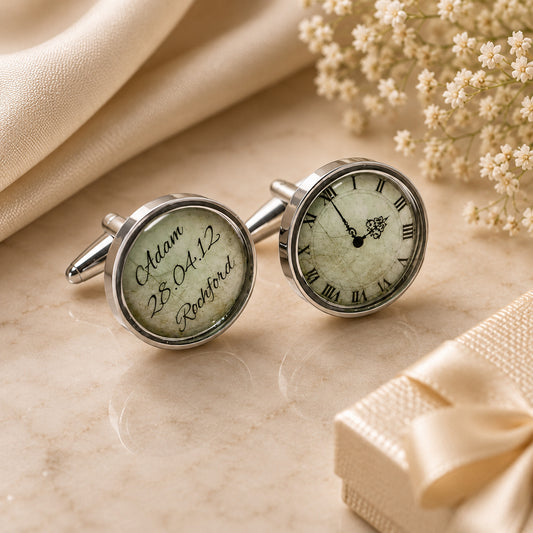 Personalised Name Date Wedding Cufflinks