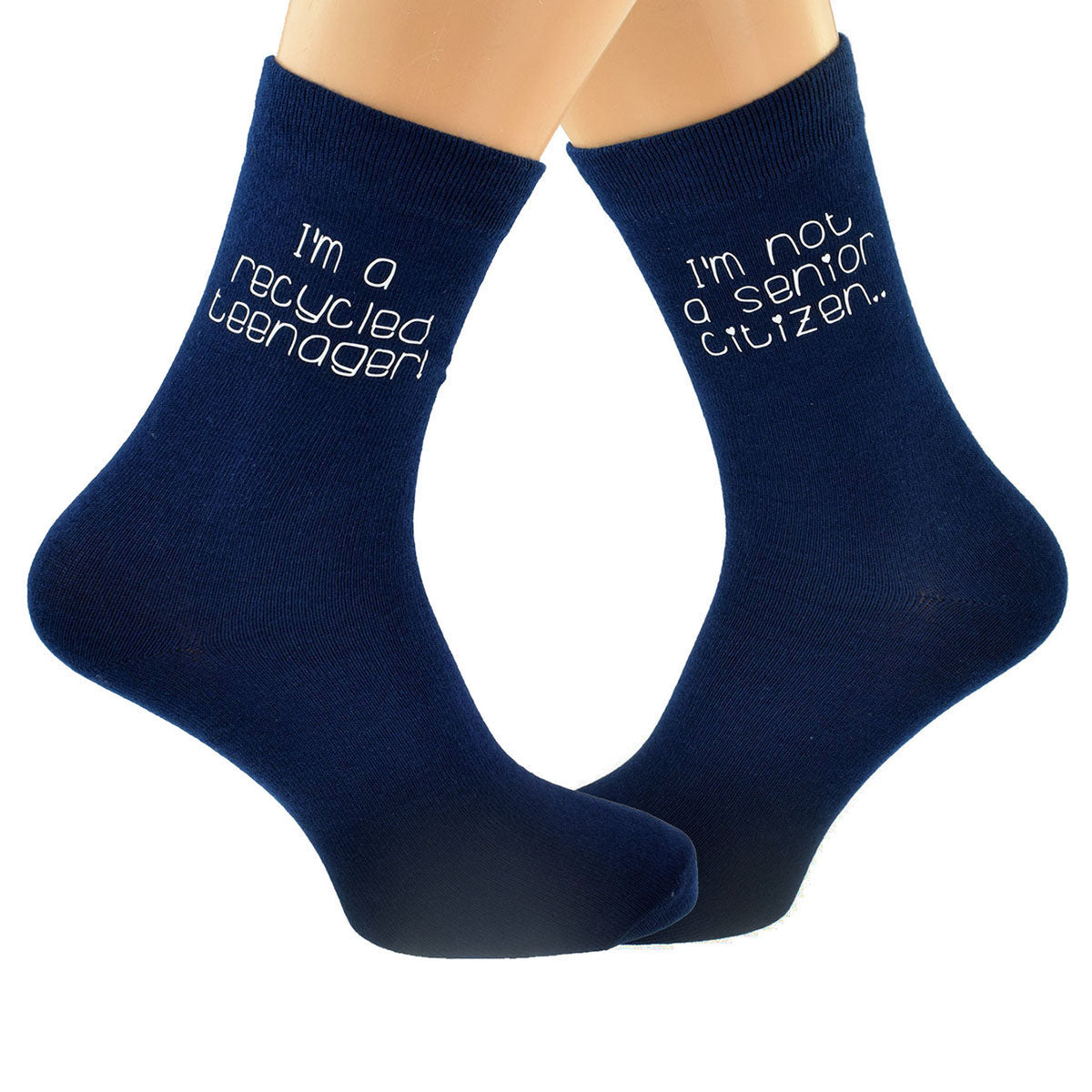 I’m Not A Senior Citizen I’m A Recycled Teenager Navy Blue Socks| Ashton and Finch