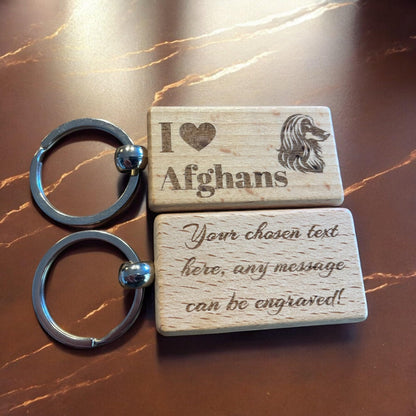 Personalised Wooden Afghan Hound Keyring Dog Lover Gift  | Ashton and Finch
