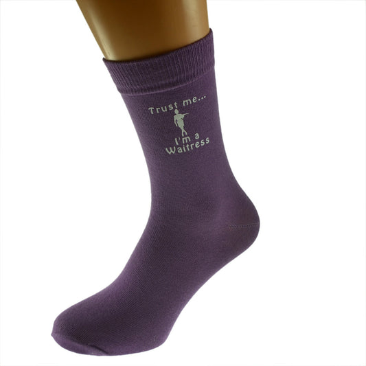 Trust Me I’m A Waitress Ladies Purple Socks| Ashton and Finch