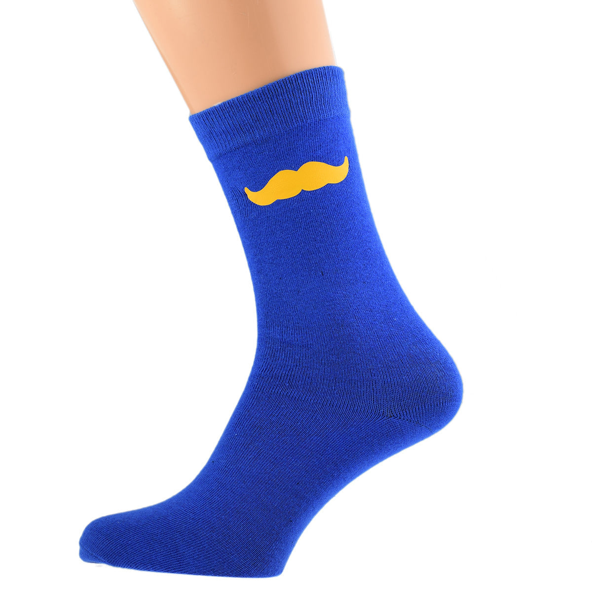 Bright Blue Socks With Yellow Moustache| Ashton and Finch