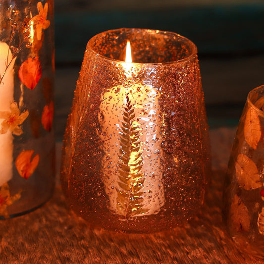 Floral Glass Candle Holder – Pino Large Bowl (15 x 12cm)