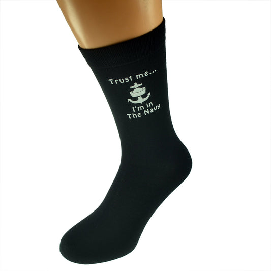 Trust Me I’m In The Navy Mens Black Socks| Ashton and Finch