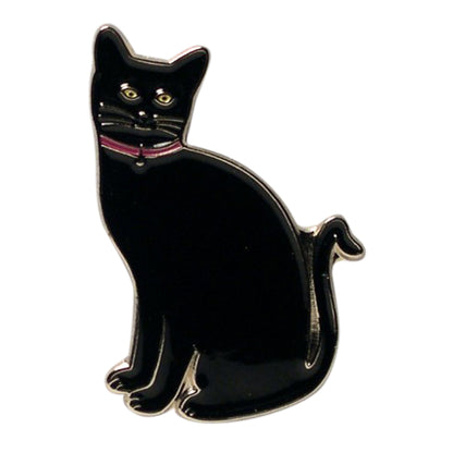 Black Lucky Pussy Cat Pet Metal Enamel Lapel Pin Badge