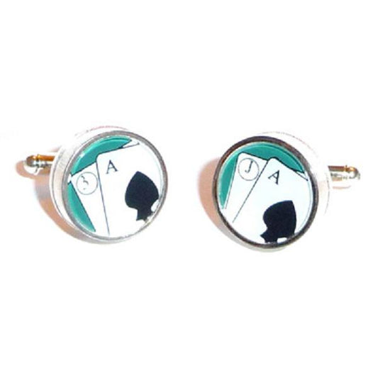Spinning Playing Cards Silver Plated Cufflnks | Ashton and Finch