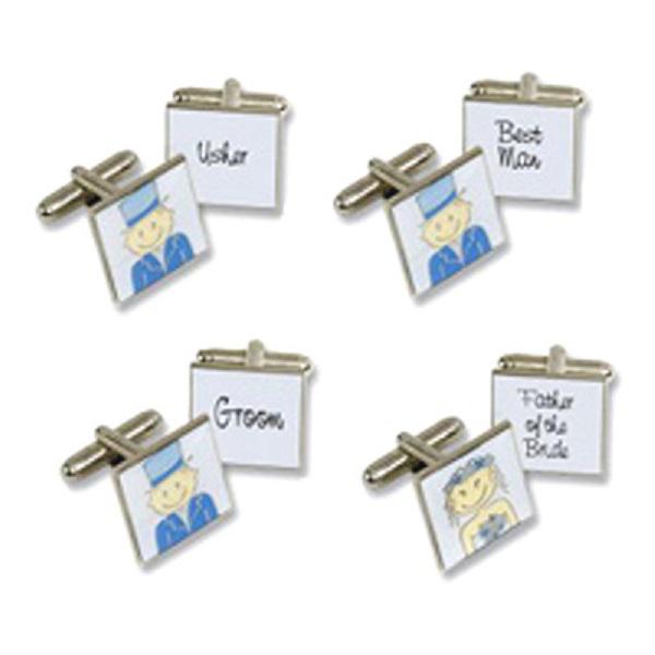 Smile Blue Design Square Wedding Cufflinks | Ashton and Finch