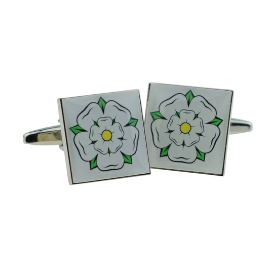 White Yorkshire Rose Cufflinks | Ashton and Finch