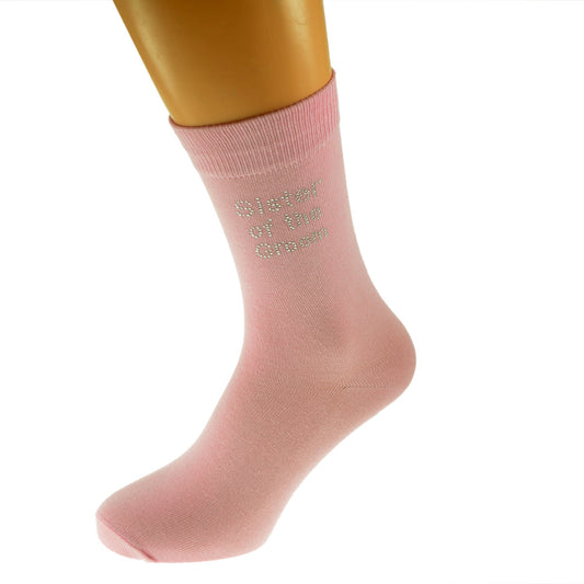 Pink Diamante Hen Socks Sister Of The Groom| Ashton and Finch