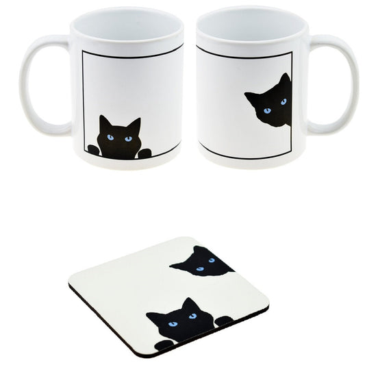 Peeping Cat Mug with Coaster – Pet Novelty Cup | Ashton and Finch