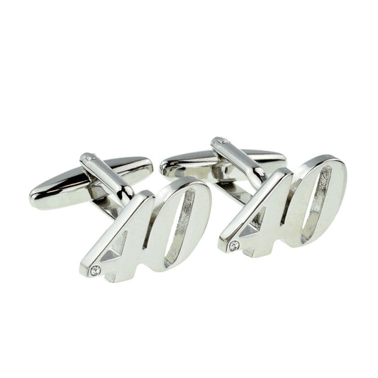 Rhodium Plated Age 40 or 40th Anniversary Cufflinks | Ashton and Finch