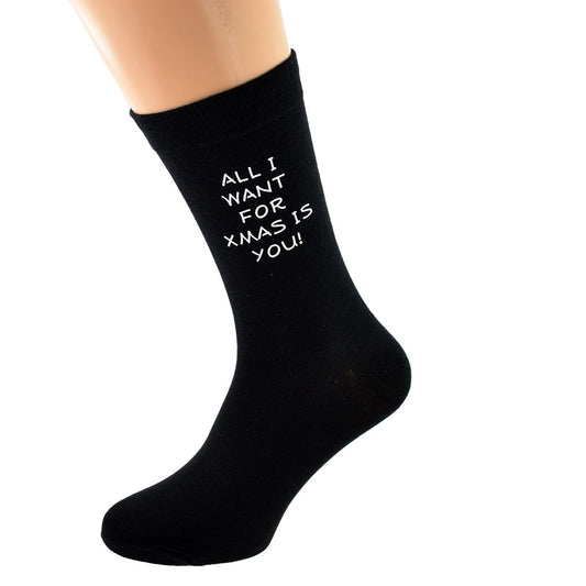 All I Want For Xmas Is You Mens Black Socks| Ashton and Finch