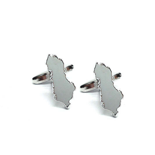 Outline Map of Albania Rhodium Plated Cufflinks | Ashton and Finch