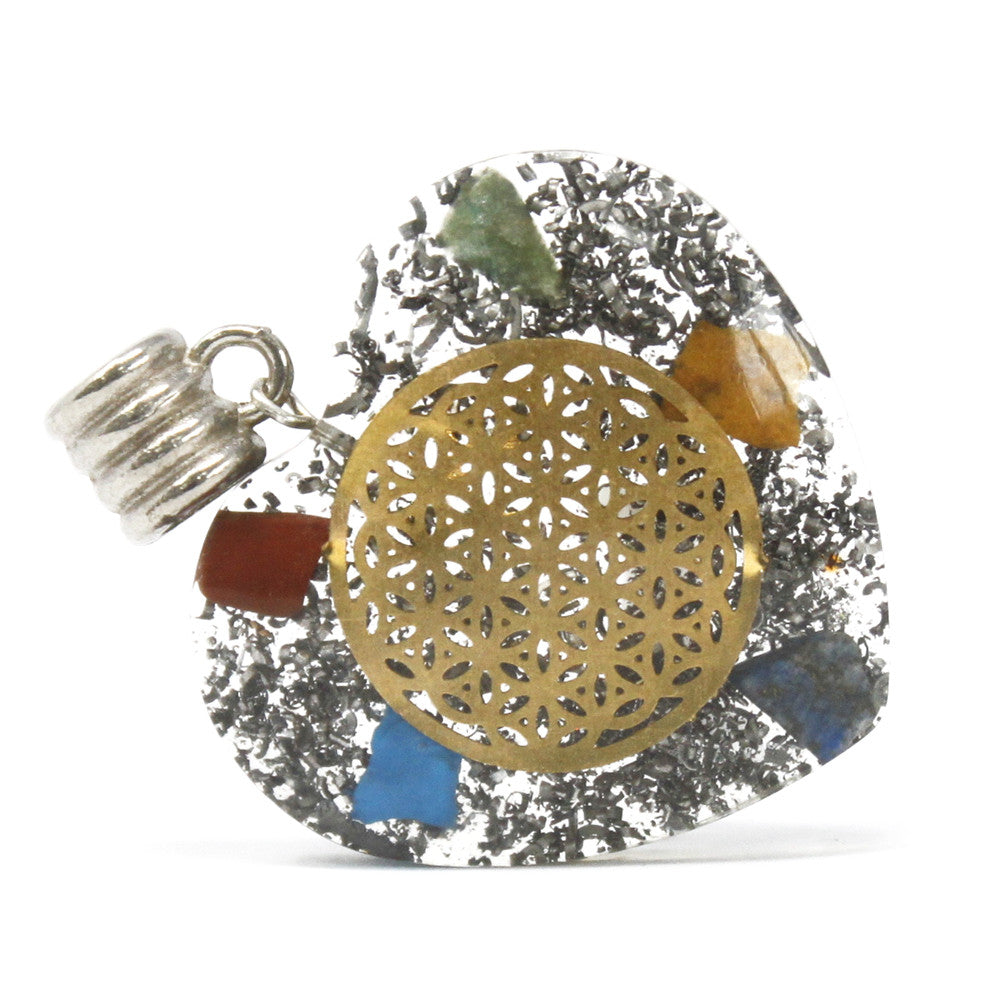 7 Stone Chakra Heart Orgonite Power Pendant