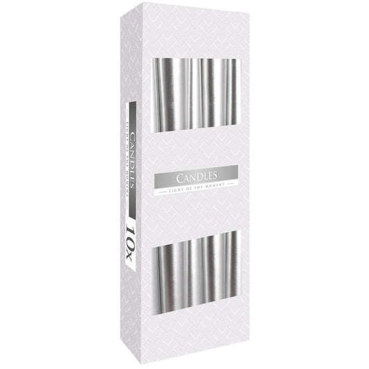 Silver Metallic Taper Candle
