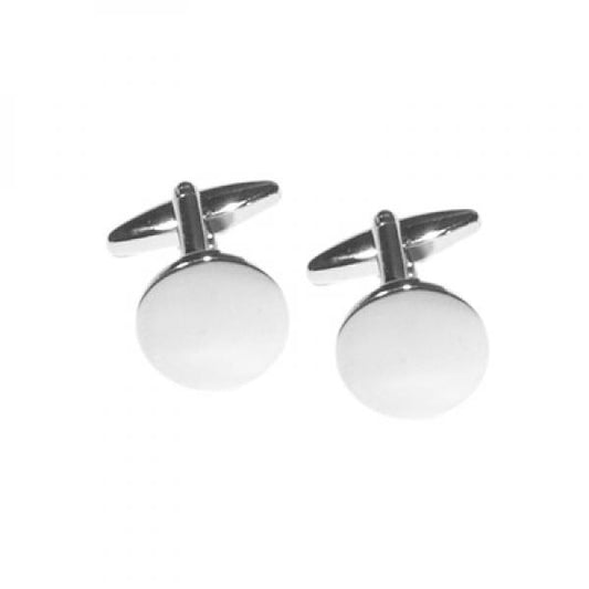 Silver Plated Round Cufflinks 15mm Unboxed | Ashton and Finch