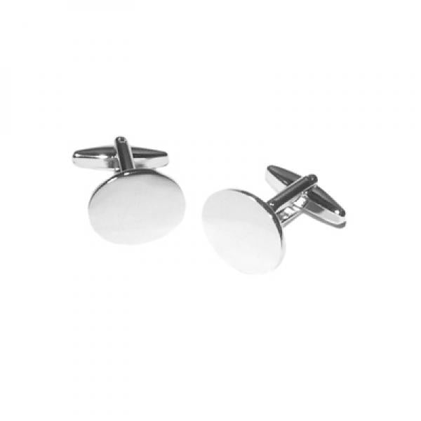 Silver Plated Oval Cufflinks 18 x15mm (Unboxed) | Ashton and Finch