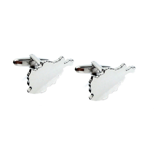 Outline Map of Afghanistan Rhodium Plated Cufflinks | Ashton and Finch
