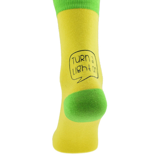 Turn A Light On Yellow Green Unisex Socks| Ashton and Finch