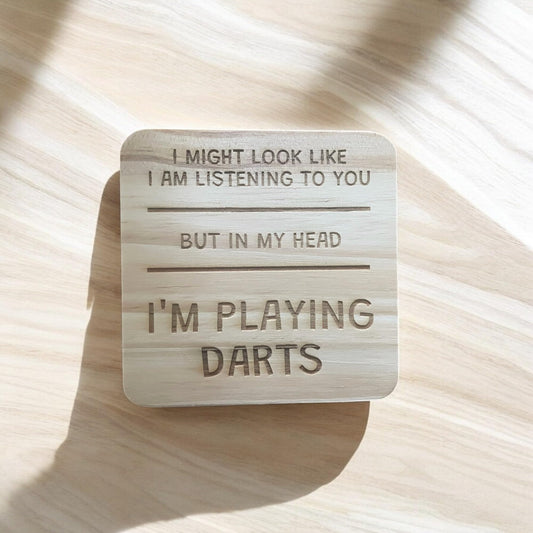 Darts Coaster – I’d Rather Be Playing Darts – Engraved Wooden Coaster