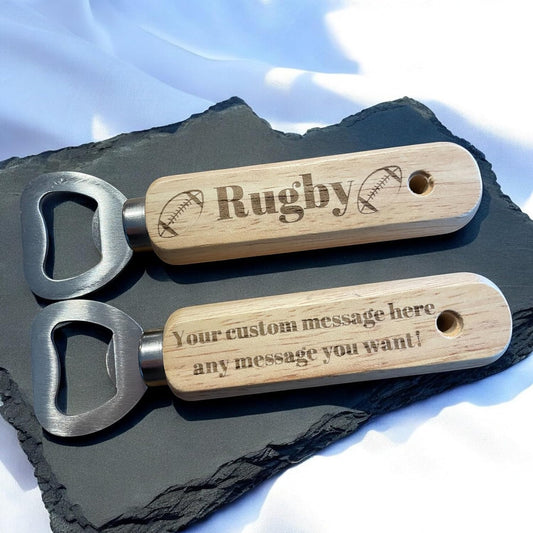 Personalised Rugby Wooden Beer Bottle Opener Gift  | Ashton and Finch