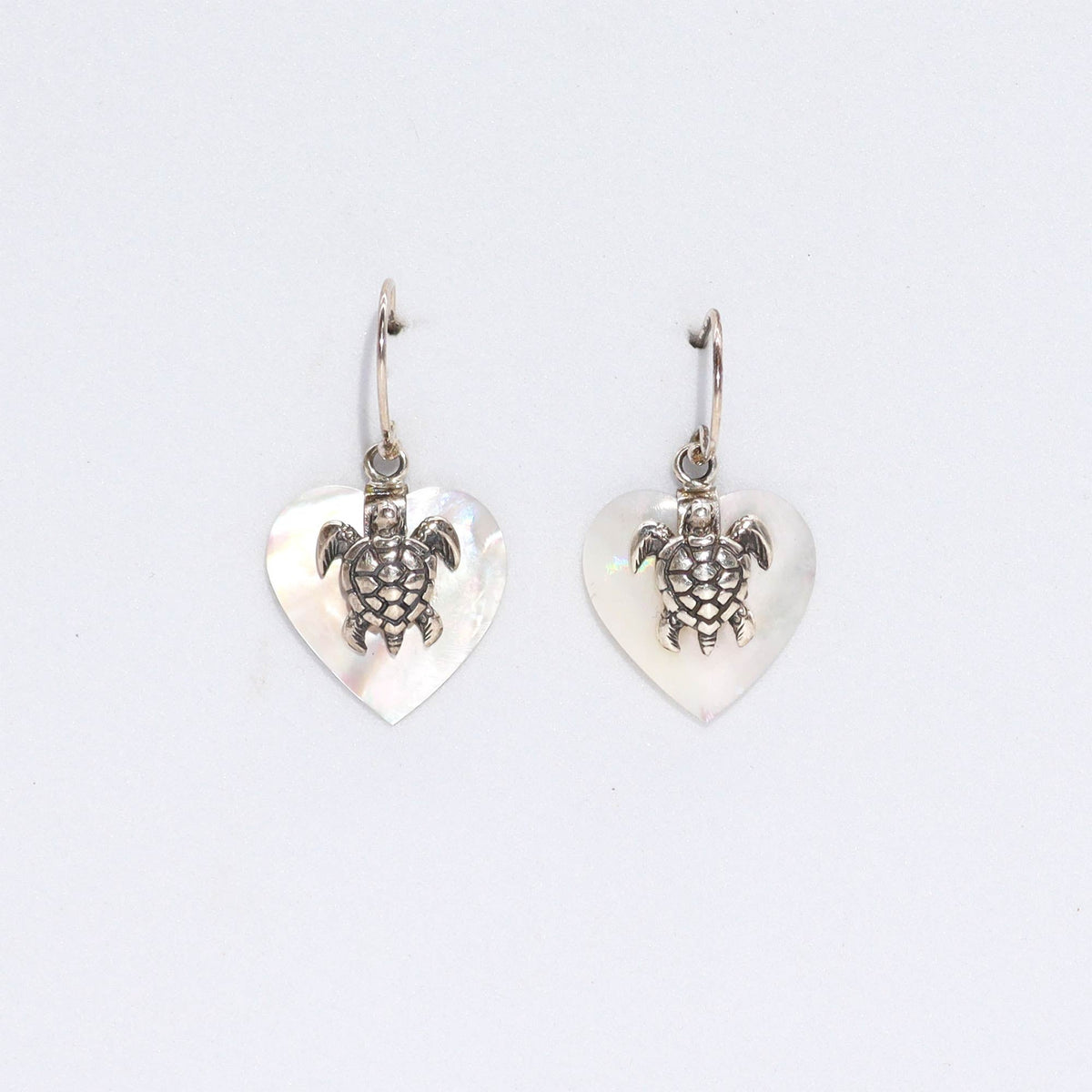 Shell and Silver Sea Turtle Earrings - Mother of Pearl