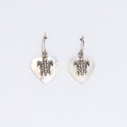 Shell and Silver Sea Turtle Earrings - Mother of Pearl