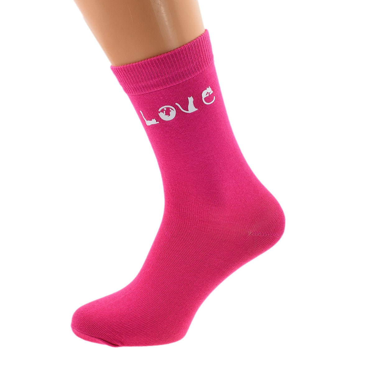 Ladies Hot Pink Love Cats Socks| Ashton and Finch