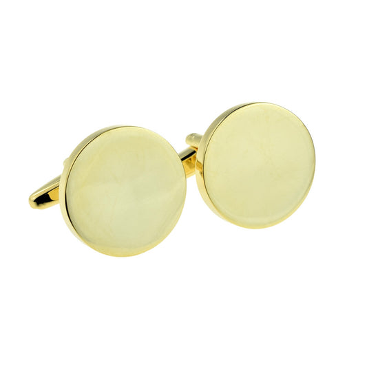 Deluxe Gold Round Cufflinks (engravable 20 x 3mm) | Ashton and Finch
