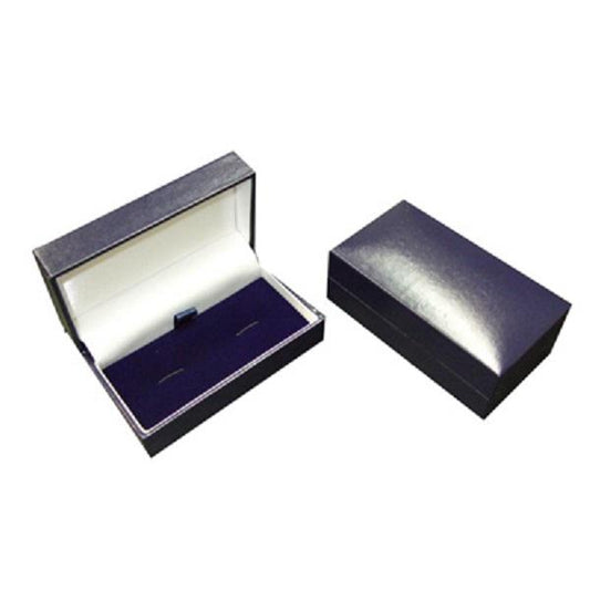 Blue Leatherette Hinged Cufflinks Box (Size 75 x 50 x 34mm) | Ashton and Finch