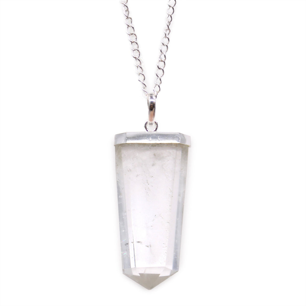 Gemstone Flat Pencil Pendant - Rock Quartz
