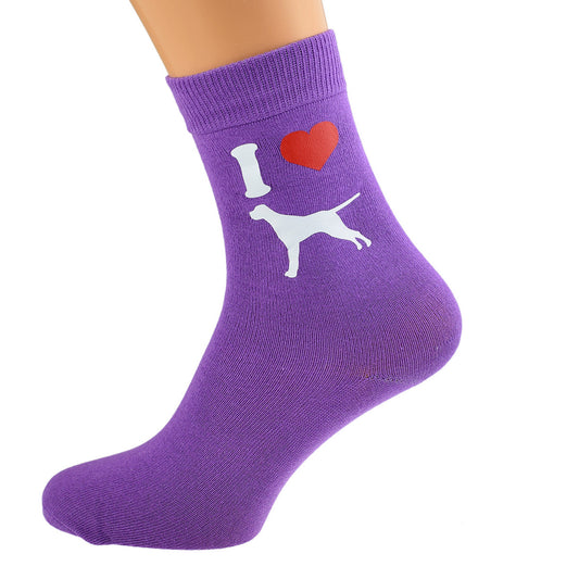 I Love Pointers Womens Purple Dog Socks| Ashton and Finch