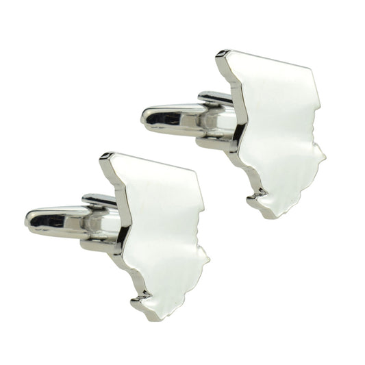Outline Map of Chad Rhodium Plated Cufflinks | Ashton and Finch