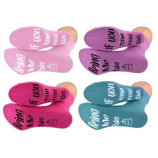 If You Can Read This Bring Me Cake Ladies Socks| Ashton and Finch