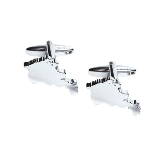 Outline Map of Armenia Rhodium Plated Cufflinks | Ashton and Finch