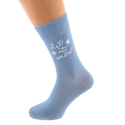 Let It Snow Snowflake Design Christmas Pastel Blue Unisex Socks| Ashton and Finch