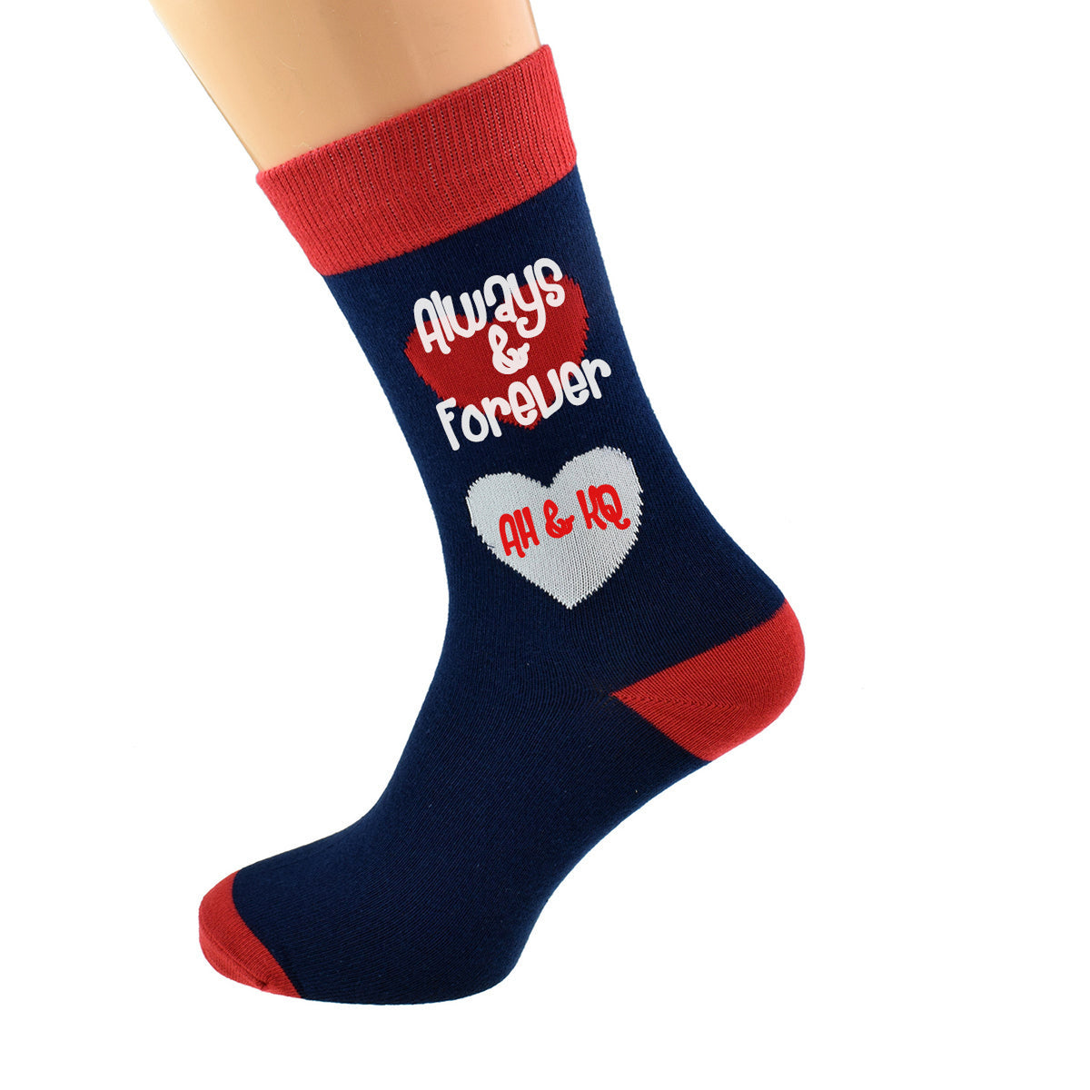 Personalised Initials Always Forever Cotton Rich Unisex Socks| Ashton and Finch
